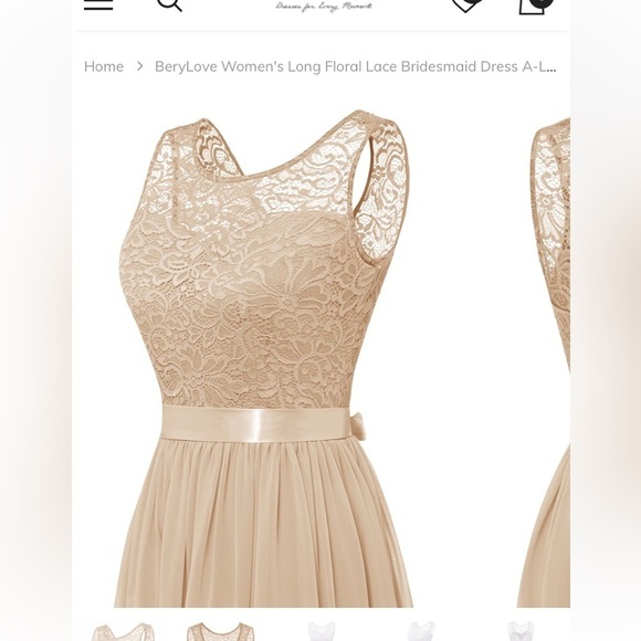 BeryLove  Long Floral Lace Bridesmaid Dress A-line Swing Formal Party Dress new - Picture 4 of 8